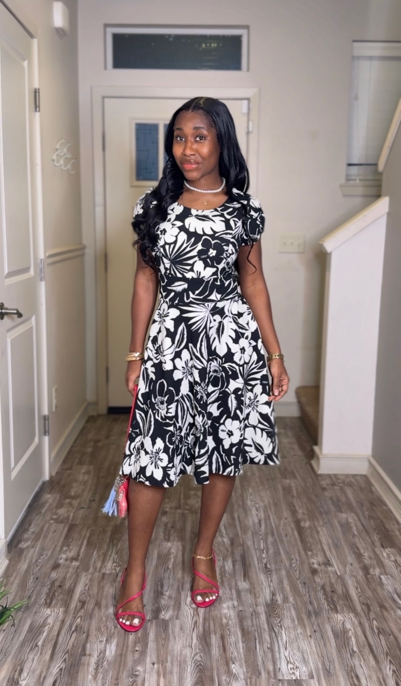 Magnolia Midi Dress (Black/White)