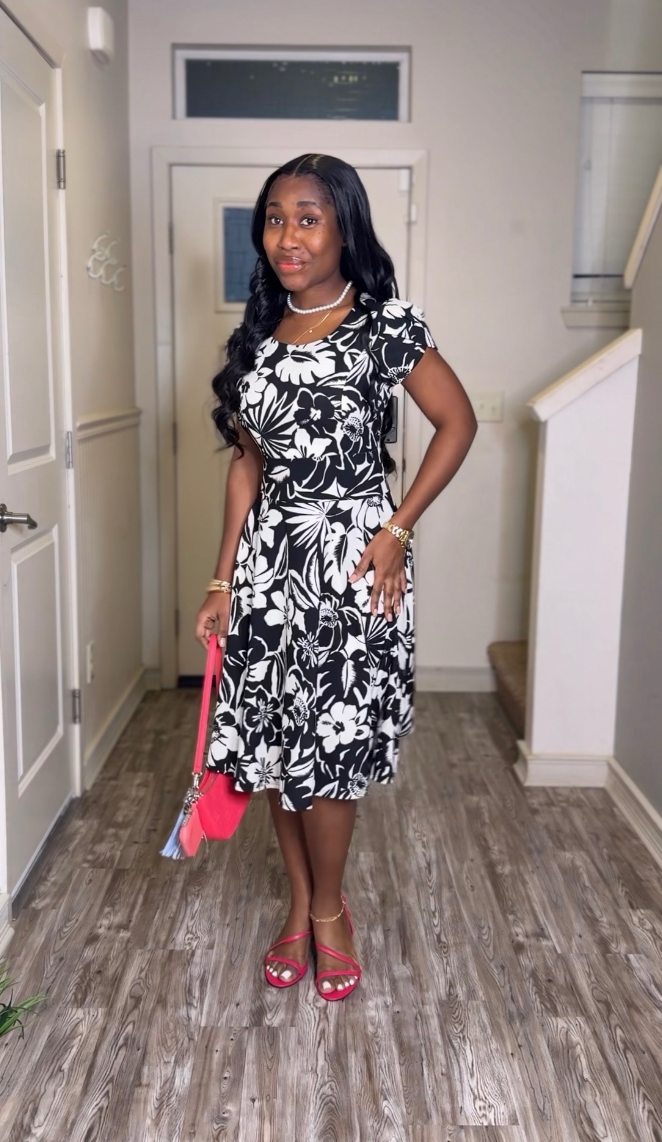 Magnolia Midi Dress (Black/White) - Image 3