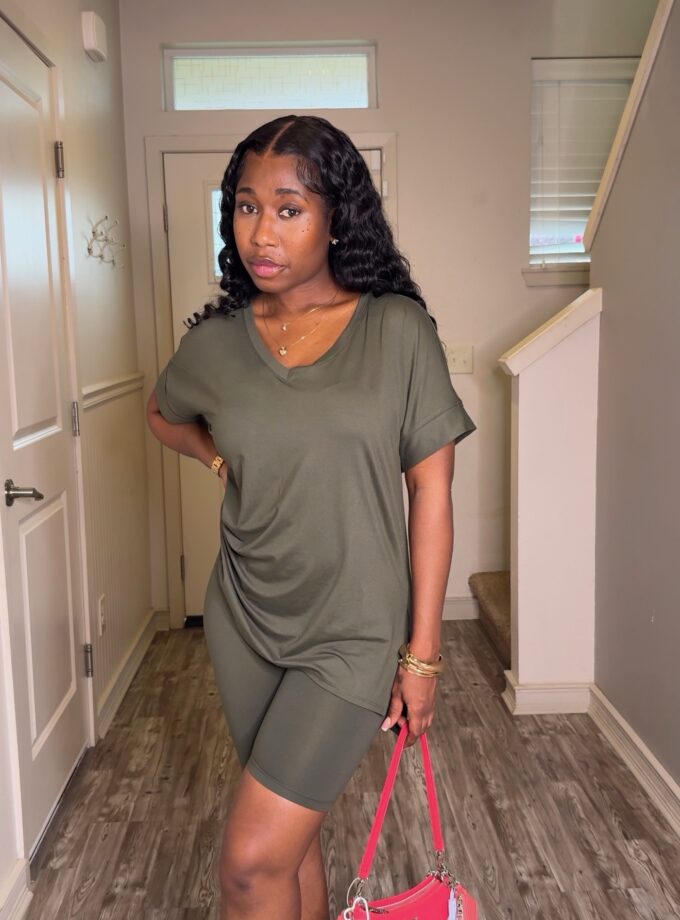 Buttery Soft Bikers Set (Army Green)