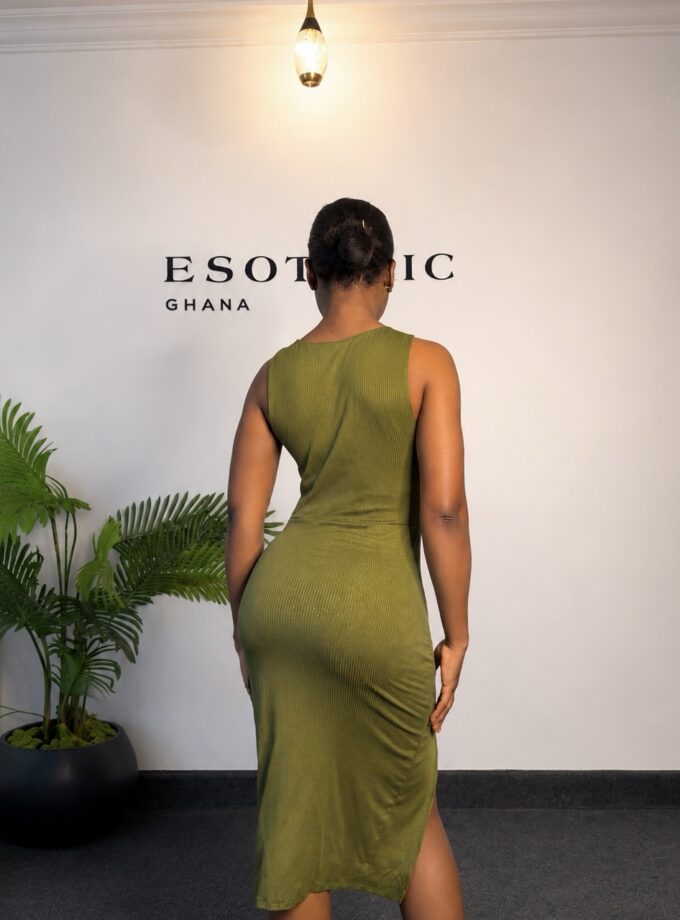 Muse Ruched Midi Dress (Green)