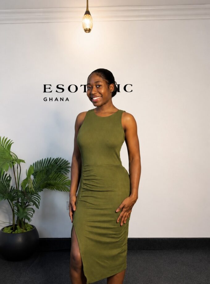 Muse Ruched Midi Dress (Green)