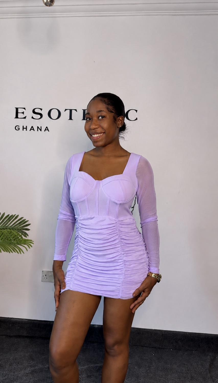 Enchanté Ruched Mini Dress (Lavender)