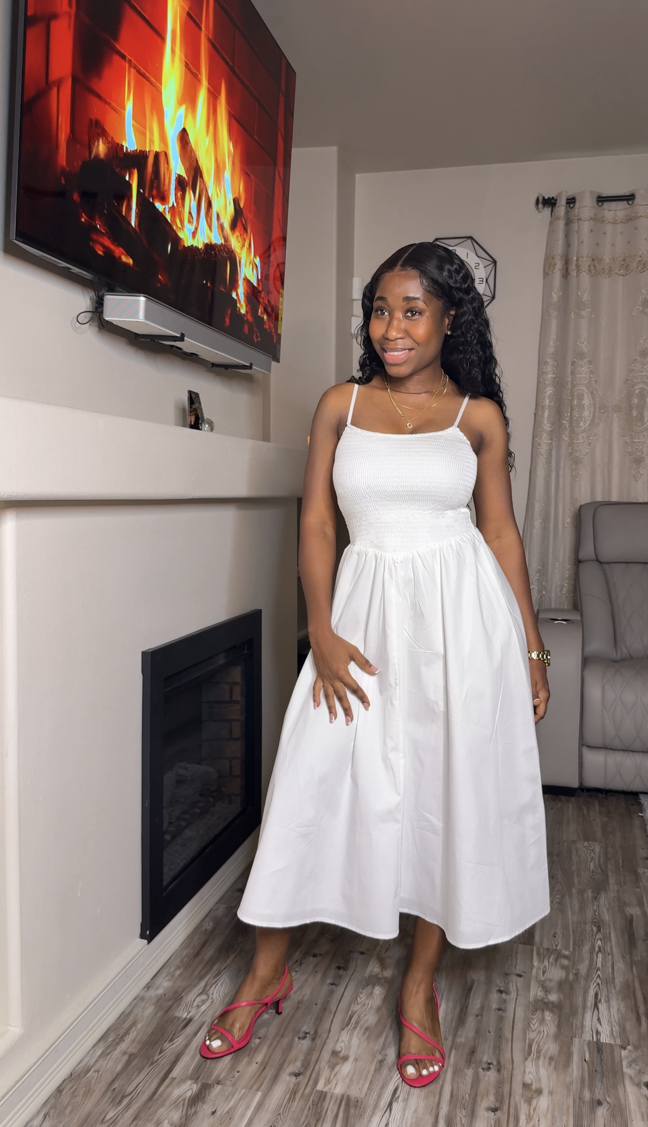 Timeless Charm Midi Dress (White)