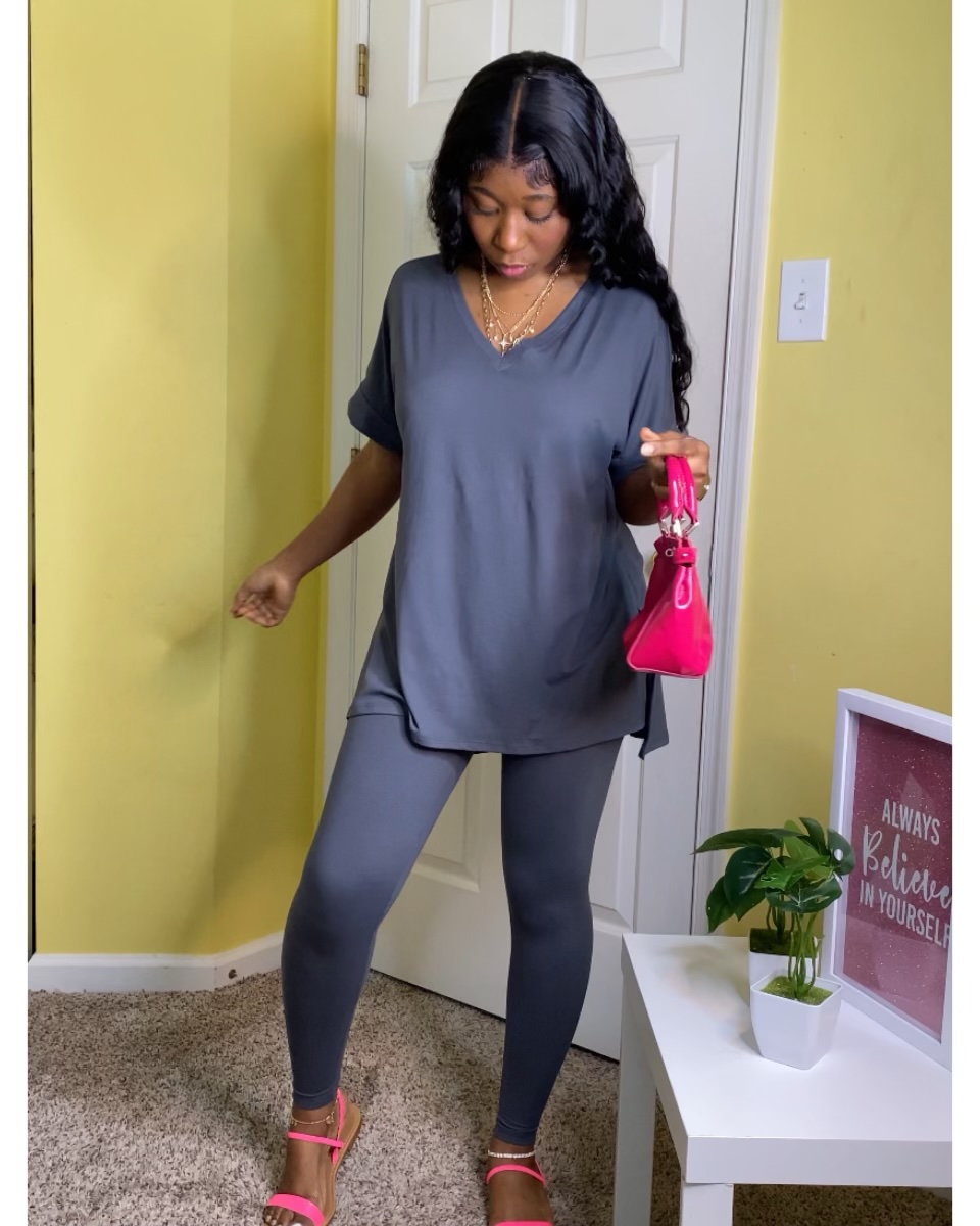 Buttery Soft Leggings Set (Dark Grey) - Image 2