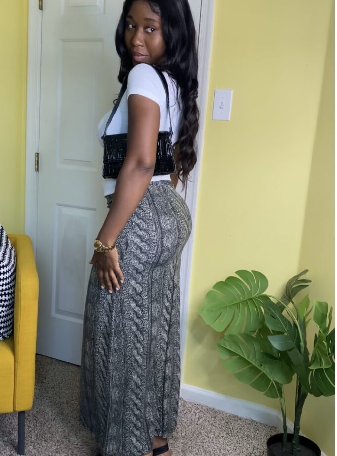 Ribbed Knit Maxi Skirt (Green)