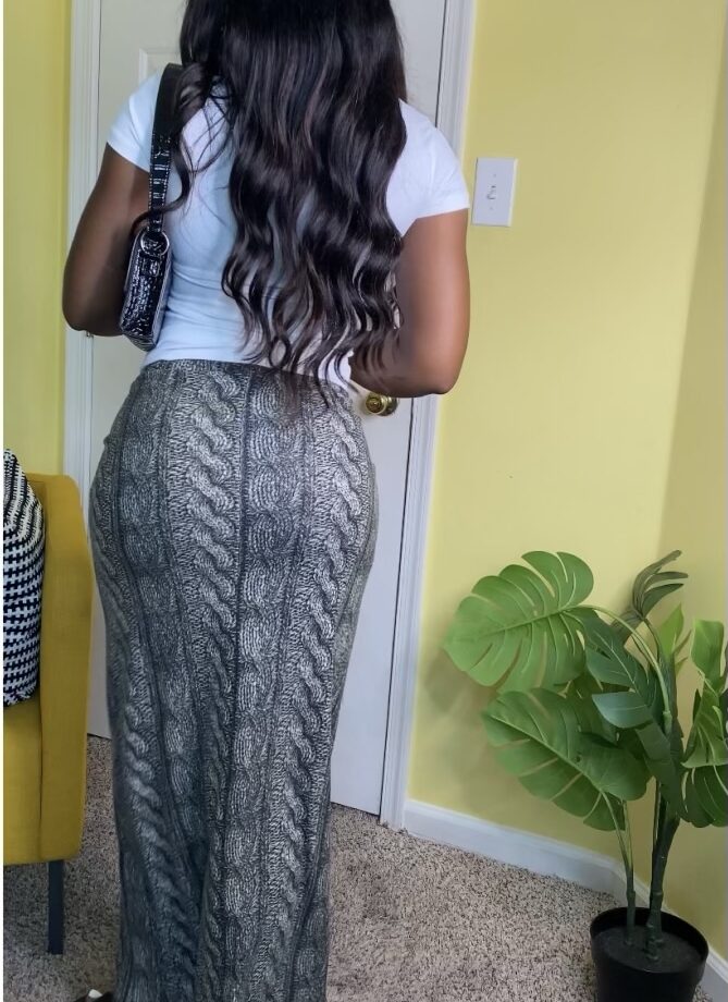 Ribbed Knit Maxi Skirt (Green)