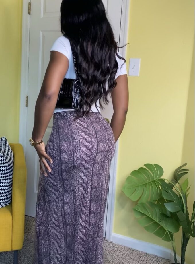Ribbed Knit Maxi Skirt (Eggplant)