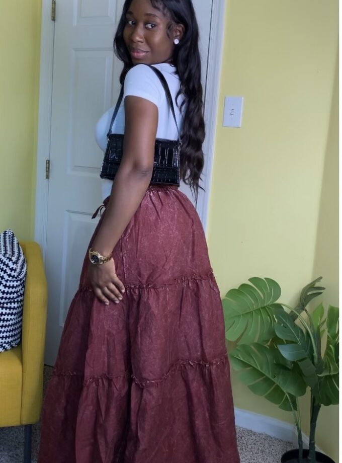 Tiered maxi skirt (Burgundy)