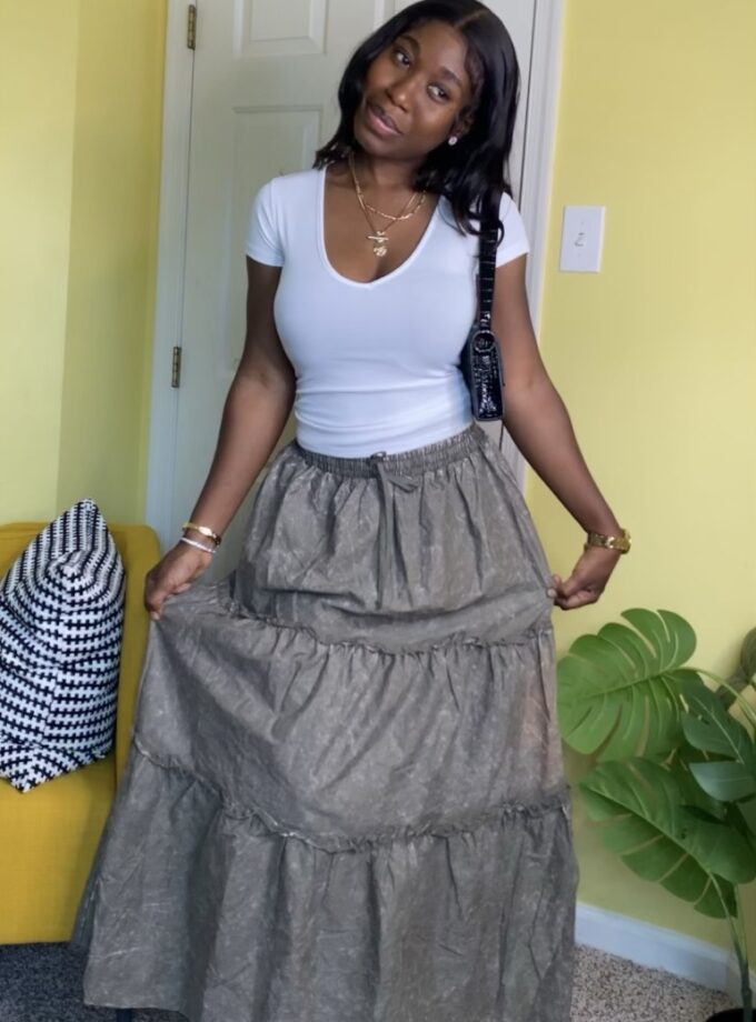 Tiered Maxi Skirt (Green)