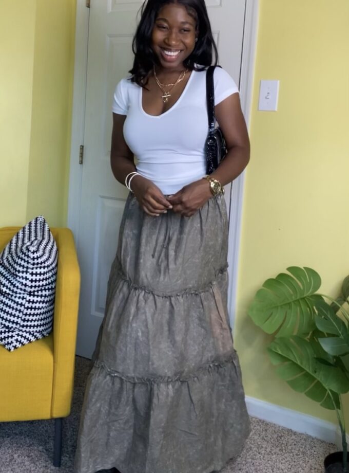 Tiered Maxi Skirt (Green)