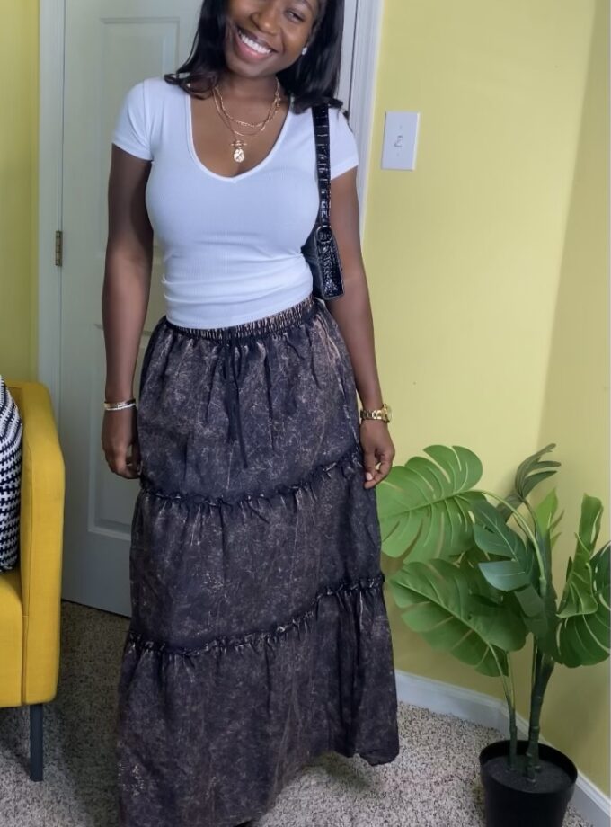Tiered maxi skirt (Charcoal)