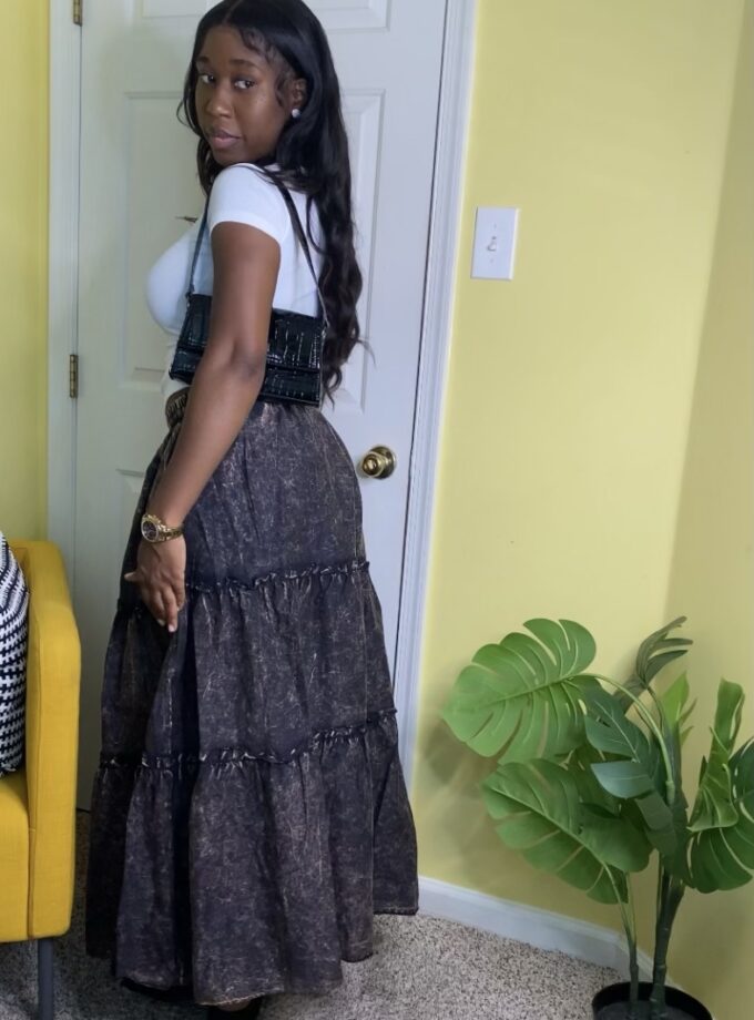 Tiered maxi skirt (Charcoal)