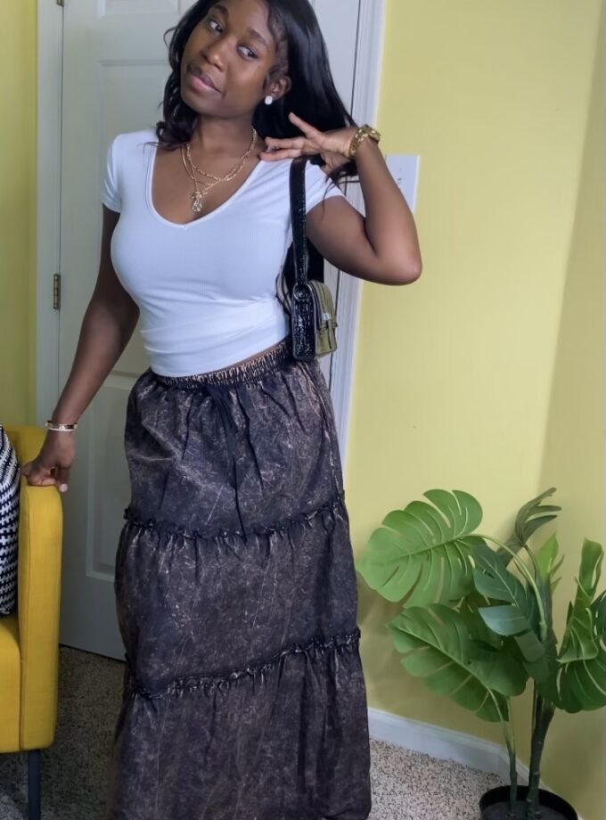 Tiered maxi skirt (Charcoal)