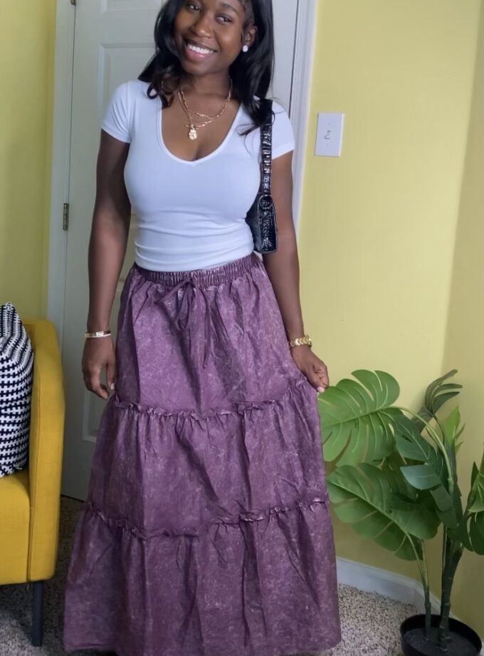 Tiered Maxi Skirt (Plum)