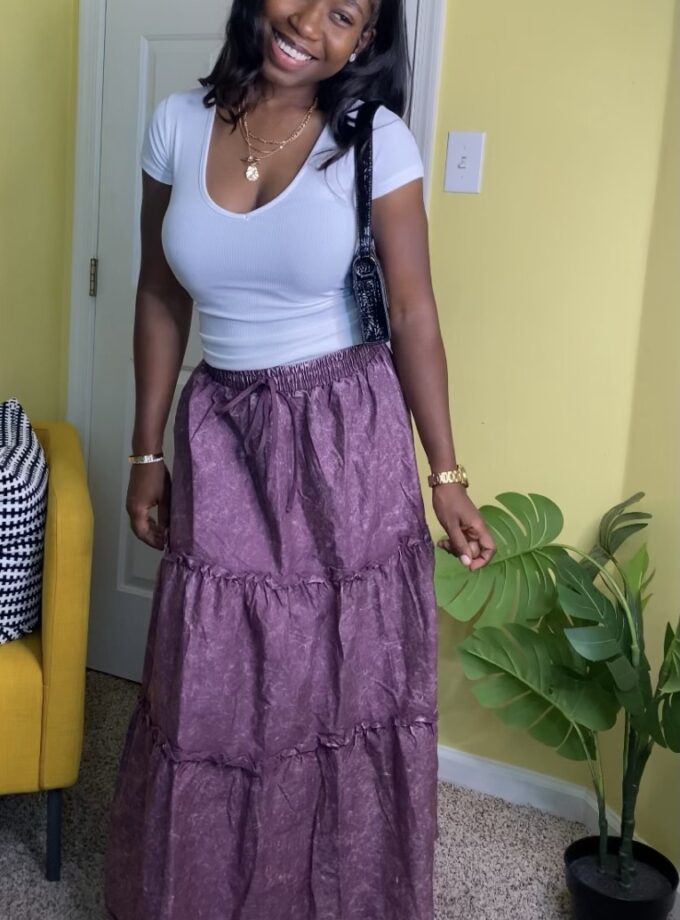 Tiered Maxi Skirt (Plum)