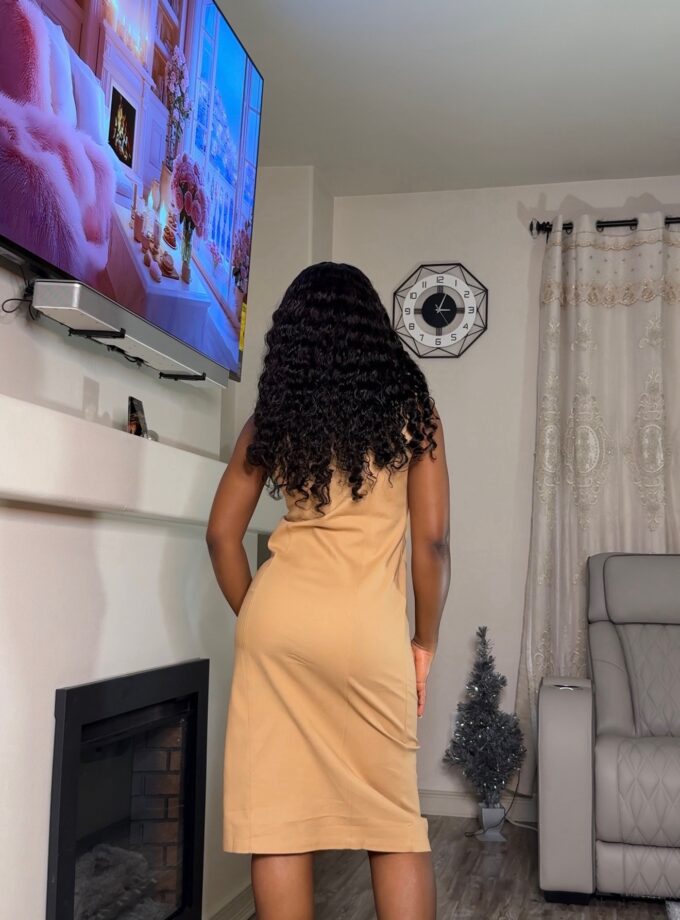 Uptown Button Midi Dress (Nude)