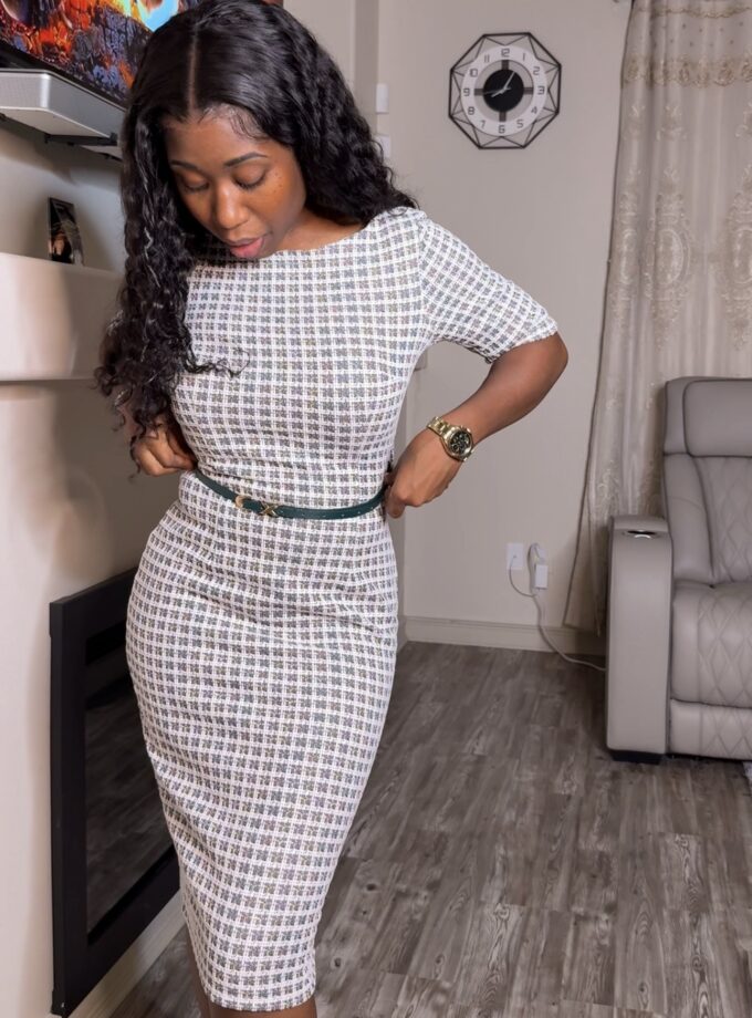 Grace Belted Midi Dress (Green)