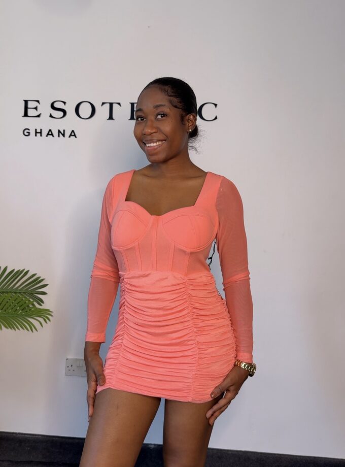 Enchanté Ruched Mini Dress (Peach)