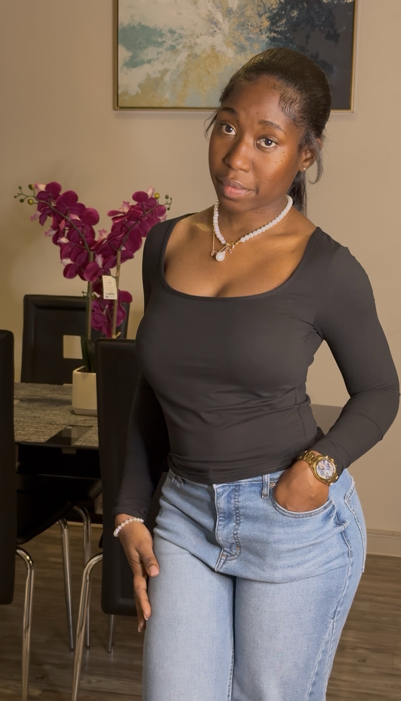 City Chic Square Neck Top (Black) - Image 3