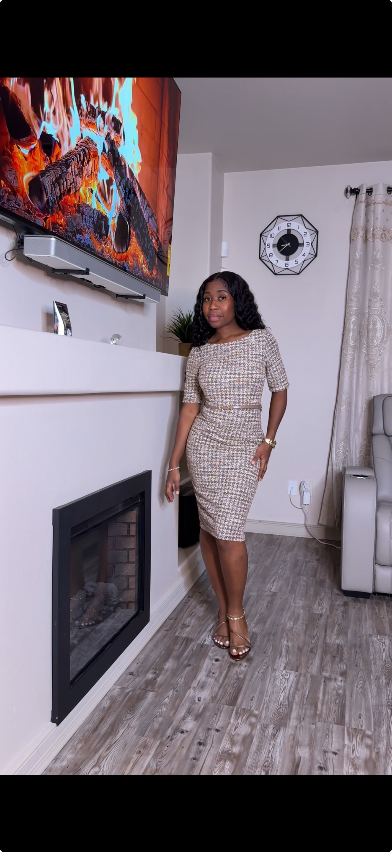 Grace Belted Midi Dress (Nude) - Image 3