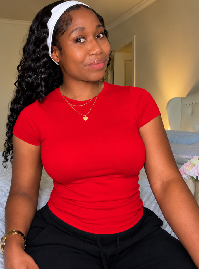 Luxe Basic Fitted Top (Red)
