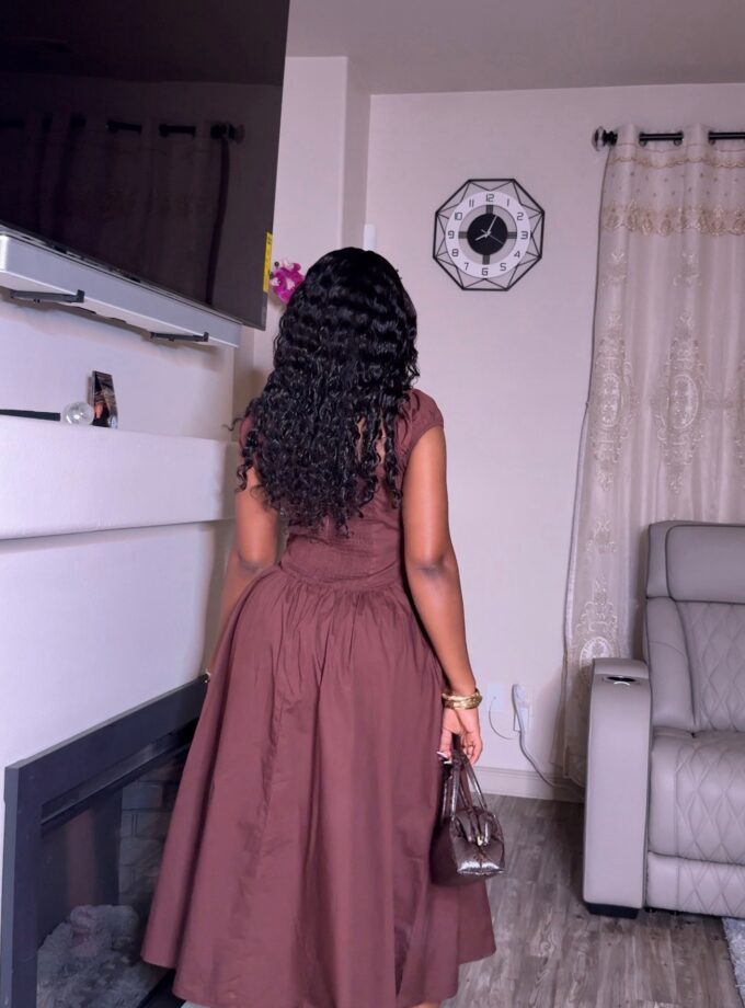 Adeline Midi Dress (Brown)