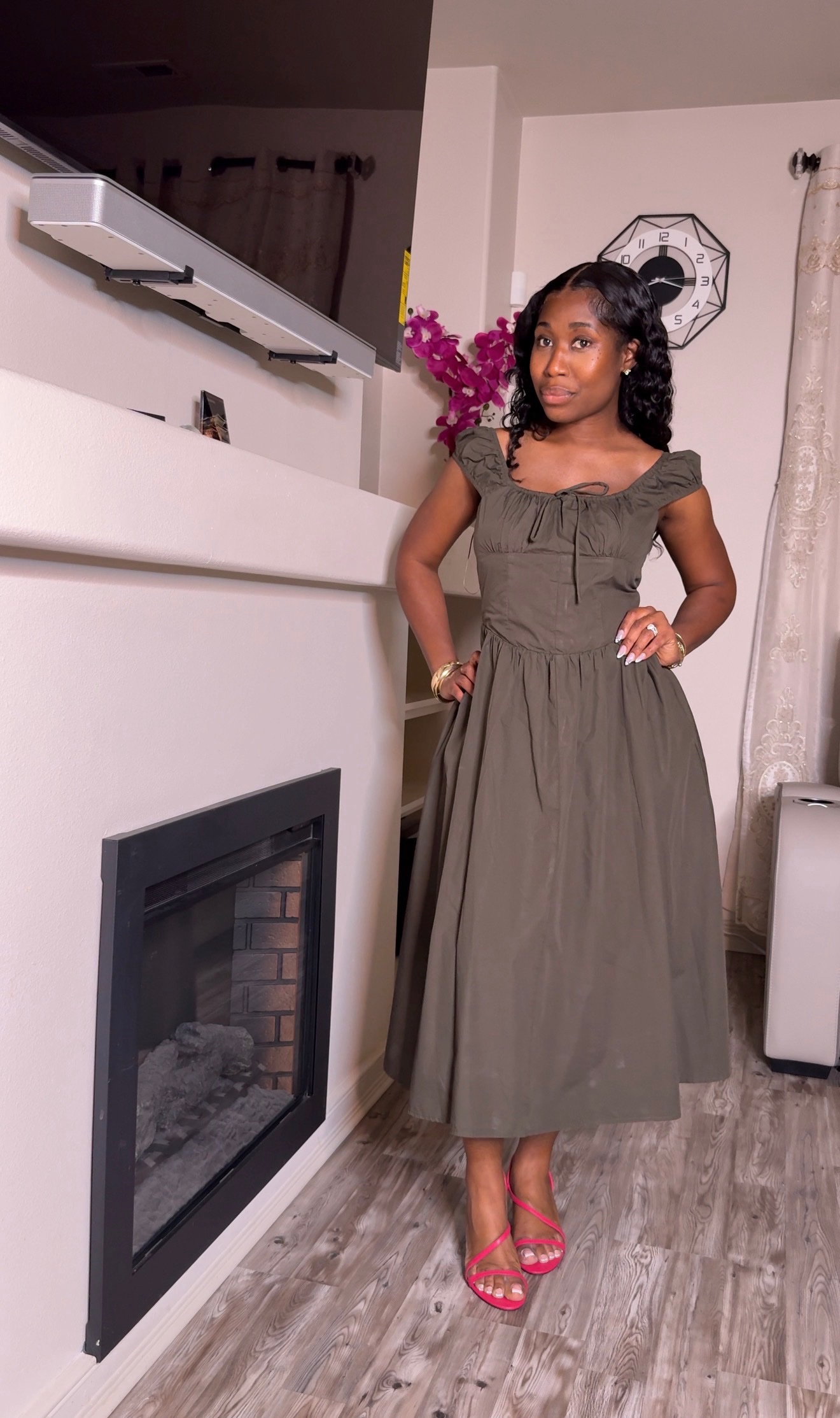 Adeline Midi Dress (Army Green) - Image 5